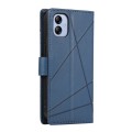For Samsung Galaxy A04e PU Genuine Leather Texture Embossed Line Phone Case(Blue)