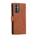 For Samsung Galaxy A05s PU Genuine Leather Texture Embossed Line Phone Case(Brown)