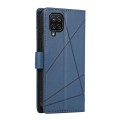 For Samsung Galaxy A12 PU Genuine Leather Texture Embossed Line Phone Case(Blue)