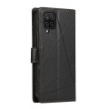 For Samsung Galaxy A12 PU Genuine Leather Texture Embossed Line Phone Case(Black)