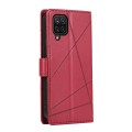 For Samsung Galaxy A12 PU Genuine Leather Texture Embossed Line Phone Case(Red)