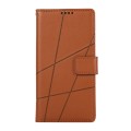 For Samsung Galaxy A12 PU Genuine Leather Texture Embossed Line Phone Case(Brown)