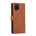 For Samsung Galaxy A12 PU Genuine Leather Texture Embossed Line Phone Case(Brown)