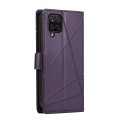 For Samsung Galaxy A12 PU Genuine Leather Texture Embossed Line Phone Case(Purple)