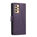 For Samsung Galaxy A13 PU Genuine Leather Texture Embossed Line Phone Case(Purple)
