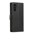For Samsung Galaxy A14 PU Genuine Leather Texture Embossed Line Phone Case(Black)