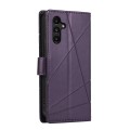 For Samsung Galaxy A14 PU Genuine Leather Texture Embossed Line Phone Case(Purple)