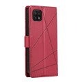 For Samsung Galaxy A22 5G PU Genuine Leather Texture Embossed Line Phone Case(Red)