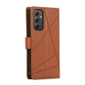 For Samsung Galaxy A34 5G PU Genuine Leather Texture Embossed Line Phone Case(Brown)