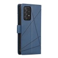 For Samsung Galaxy A52 5G PU Genuine Leather Texture Embossed Line Phone Case(Blue)