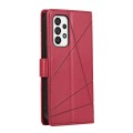 For Samsung Galaxy A73 5G PU Genuine Leather Texture Embossed Line Phone Case(Red)