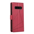 For Samsung Galaxy S10 PU Genuine Leather Texture Embossed Line Phone Case(Red)