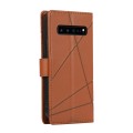 For Samsung Galaxy S10 5G PU Genuine Leather Texture Embossed Line Phone Case(Brown)