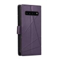 For Samsung Galaxy S10 5G PU Genuine Leather Texture Embossed Line Phone Case(Purple)