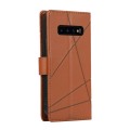 For Samsung Galaxy S10+ PU Genuine Leather Texture Embossed Line Phone Case(Brown)