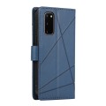 For Samsung Galaxy S20 PU Genuine Leather Texture Embossed Line Phone Case(Blue)