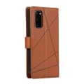 For Samsung Galaxy S20 PU Genuine Leather Texture Embossed Line Phone Case(Brown)