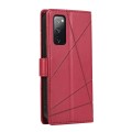 For Samsung Galaxy S20 FE PU Genuine Leather Texture Embossed Line Phone Case(Red)