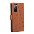 For Samsung Galaxy S20 FE PU Genuine Leather Texture Embossed Line Phone Case(Brown)