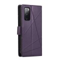 For Samsung Galaxy S20 FE PU Genuine Leather Texture Embossed Line Phone Case(Purple)