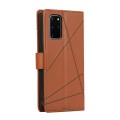 For Samsung Galaxy S20+ PU Genuine Leather Texture Embossed Line Phone Case(Brown)