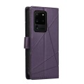 For Samsung Galaxy S20 Ultra PU Genuine Leather Texture Embossed Line Phone Case(Purple)