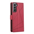 For Samsung Galaxy S21 5G PU Genuine Leather Texture Embossed Line Phone Case(Red)