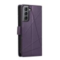 For Samsung Galaxy S21 5G PU Genuine Leather Texture Embossed Line Phone Case(Purple)
