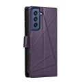 For Samsung Galaxy S21 FE 5G PU Genuine Leather Texture Embossed Line Phone Case(Purple)
