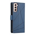 For Samsung Galaxy S21+ 5G PU Genuine Leather Texture Embossed Line Phone Case(Blue)