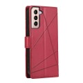 For Samsung Galaxy S21+ 5G PU Genuine Leather Texture Embossed Line Phone Case(Red)