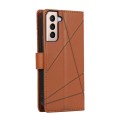 For Samsung Galaxy S21+ 5G PU Genuine Leather Texture Embossed Line Phone Case(Brown)