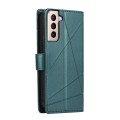 For Samsung Galaxy S21+ 5G PU Genuine Leather Texture Embossed Line Phone Case(Green)