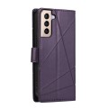 For Samsung Galaxy S21+ 5G PU Genuine Leather Texture Embossed Line Phone Case(Purple)