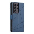 For Samsung Galaxy S21 Ultra 5G PU Genuine Leather Texture Embossed Line Phone Case(Blue)