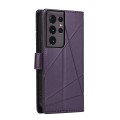 For Samsung Galaxy S21 Ultra 5G PU Genuine Leather Texture Embossed Line Phone Case(Purple)