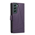 For Samsung Galaxy S22+ 5G PU Genuine Leather Texture Embossed Line Phone Case(Purple)