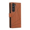 For Samsung Galaxy S23 5G PU Genuine Leather Texture Embossed Line Phone Case(Brown)