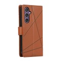 For Samsung Galaxy S23 FE 5G PU Genuine Leather Texture Embossed Line Phone Case(Brown)