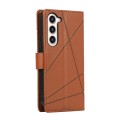 For Samsung Galaxy S23+ 5G PU Genuine Leather Texture Embossed Line Phone Case(Brown)