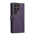 For Samsung Galaxy S23 Ultra 5G PU Genuine Leather Texture Embossed Line Phone Case(Purple)