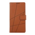 For Samsung Galaxy S24 Ultra 5G PU Genuine Leather Texture Embossed Line Phone Case(Brown)