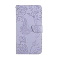 For Google Pixel 9 Skin Feel Butterfly Embossed Flip Leather Phone Case(Purple)