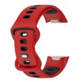 For Fitbit Charge 6 Two Color Silicone Watch Band(Red Black)
