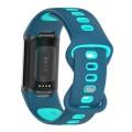For Fitbit Charge 6 Two Color Silicone Watch Band(Blue Teal)