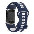 For Fitbit Charge 6 Two Color Silicone Watch Band(Midnight Blue White)
