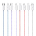 USAMS US-SJ657 U86 PD30W USB-C/Type-C to 8 Pin Rainbow Braided Fast Charging Data Cable, Length: 1.2