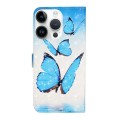 For iPhone 15 Pro Max Oil Embossed 3D Drawing Leather Phone Case(3 Butterflies)