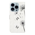 For iPhone 15 Pro Max Oil Embossed 3D Drawing Leather Phone Case(Couple Dandelion)