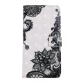 For iPhone 15 Plus Oil Embossed 3D Drawing Leather Phone Case(Lace Flower)
